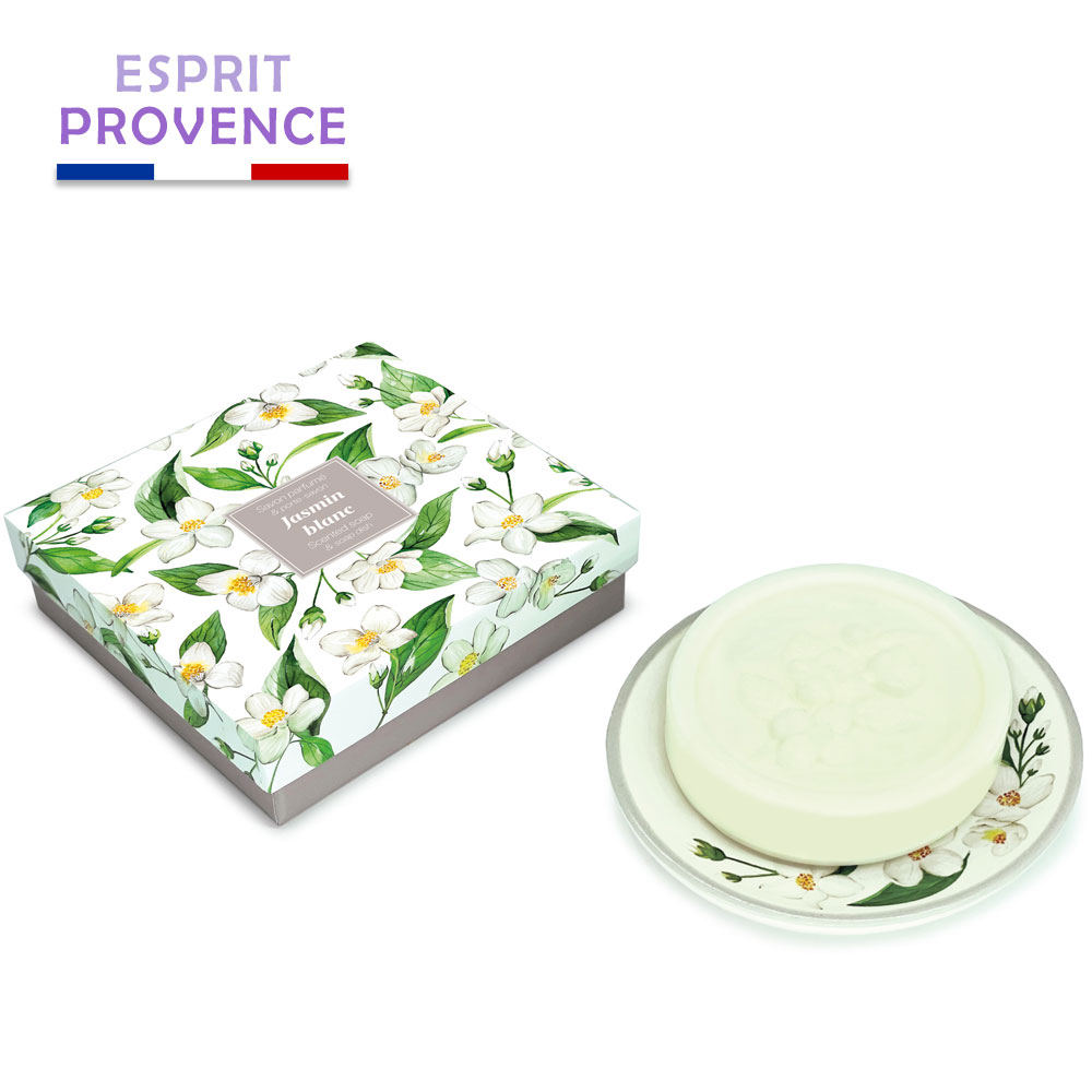 法國ESPRIT PROVENCE茉莉香皂禮盒組(附陶盤)