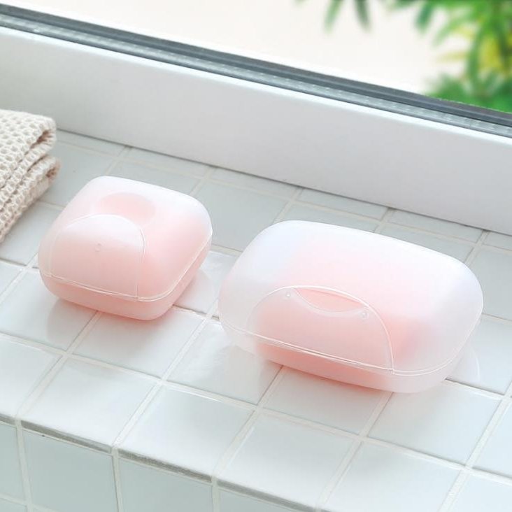 愛草學 日式高質感霧面肥皂盒旅行用便攜式半透明肥皂盒(小)*2入