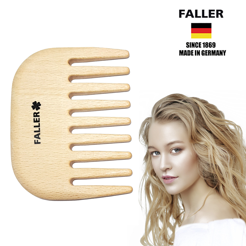 【FALLER 芙樂】掌上型寬木齒梳 特捲髮也可用 FSC優質木材(梳開糾結還我漂亮秀髮)
