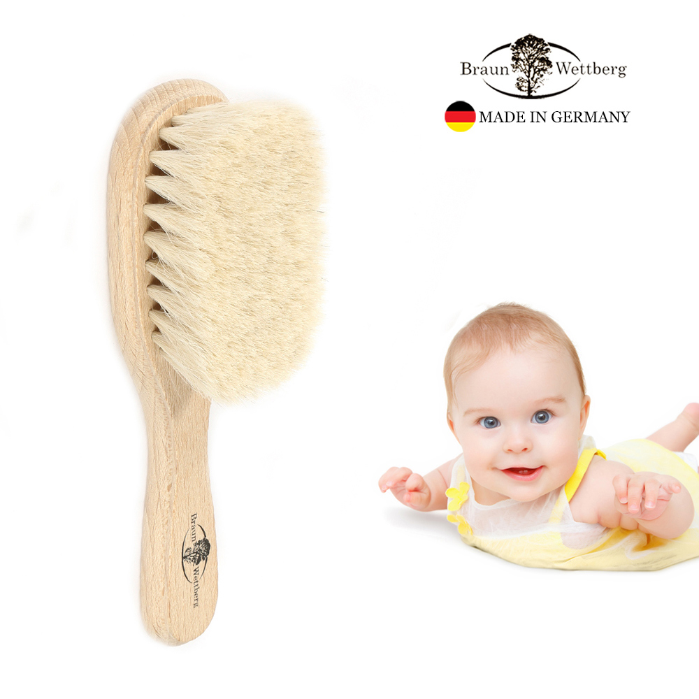 德國BRAUN WETTBURG珀薇德國製 特長山羊毛 寶寶 嬰兒用髮梳 溫和山羊毛按摩寶寶脆弱頭皮