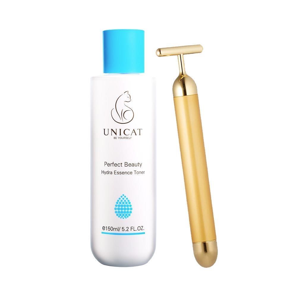 【UNICAT變臉貓 】買1送1 水潤保濕精華化妝水 送 24K黃金導入按摩棒