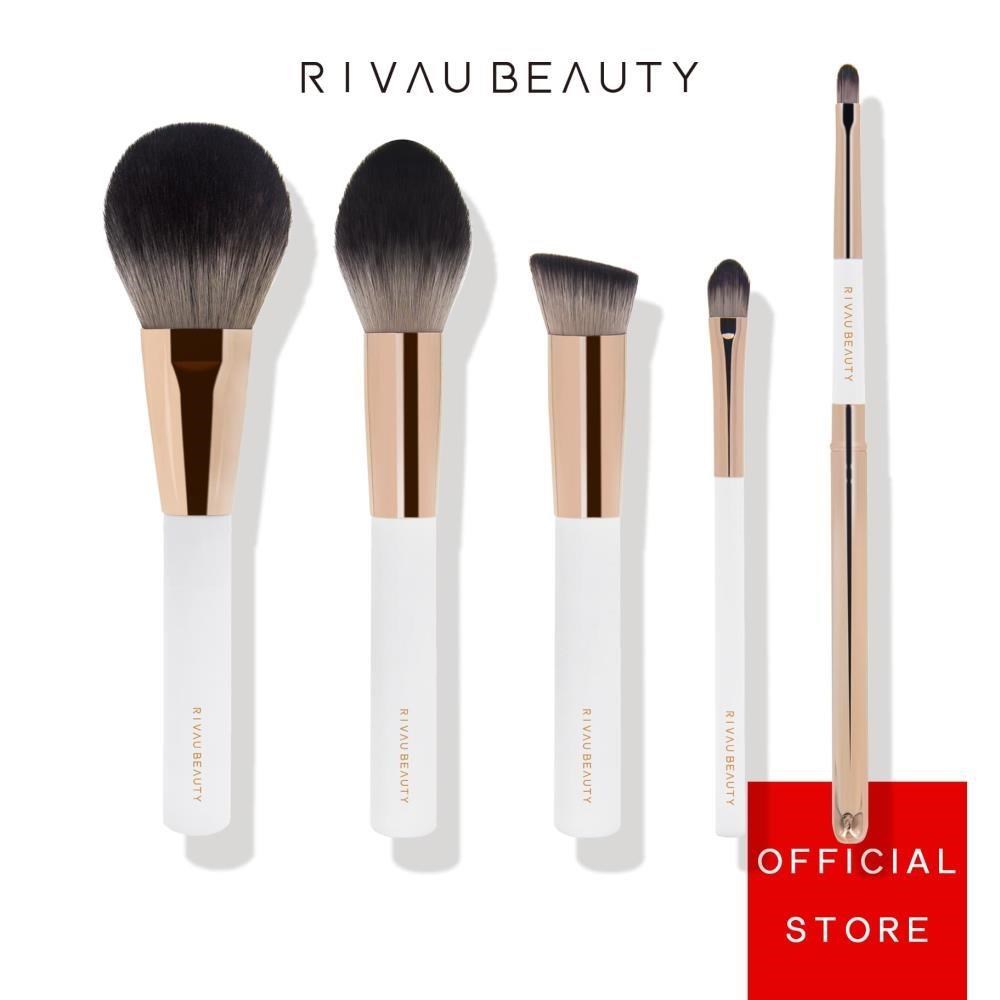 RIVAU BEAUTY / 極簡柔軟纖維毛白色臉部刷具5隻組 | 化妝刷具 刷具組