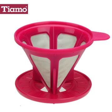 Tiamo 極細濾網 附轉接盤-桃紅色(HG2317)