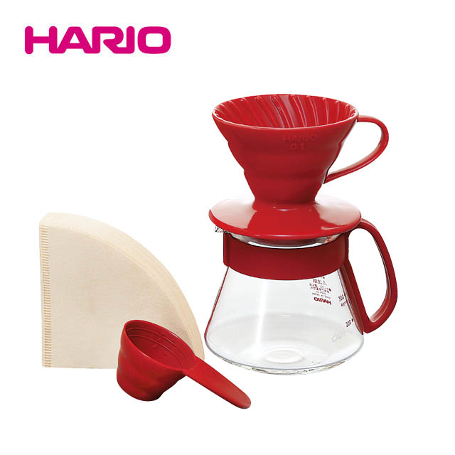 HARIO 紅色濾杯咖啡壺組 1∼2杯 VDS-3012R