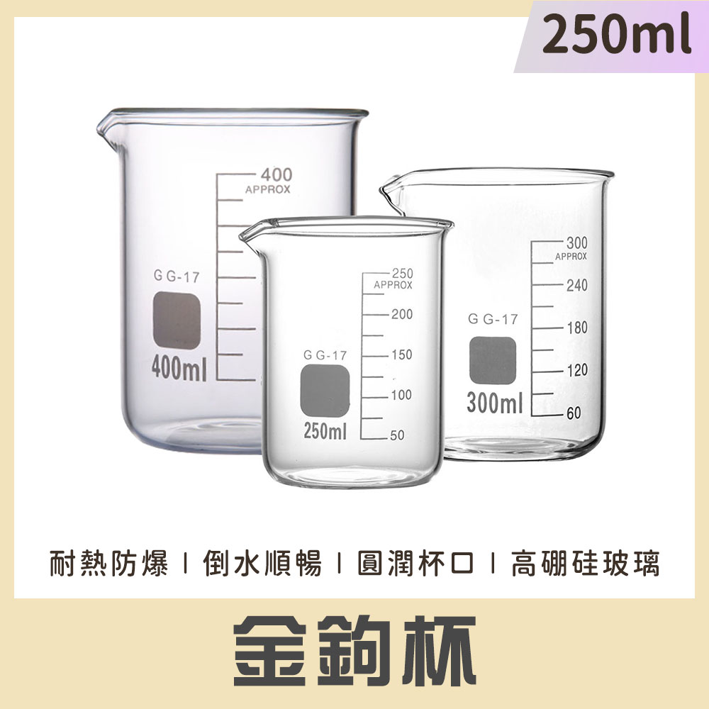 2入 玻璃燒杯250ml(寬口) 851-GCL250