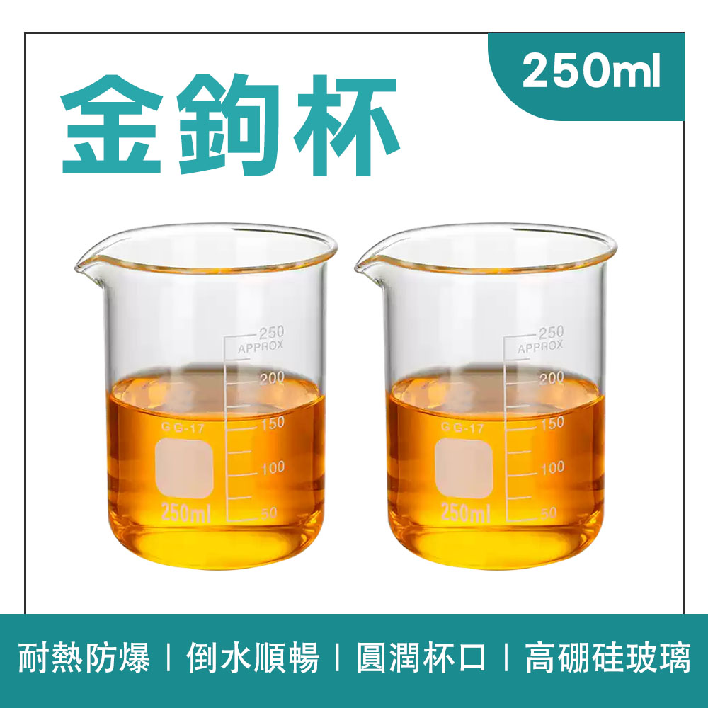 2入 玻璃燒杯250ml(寬口) B-GCL250