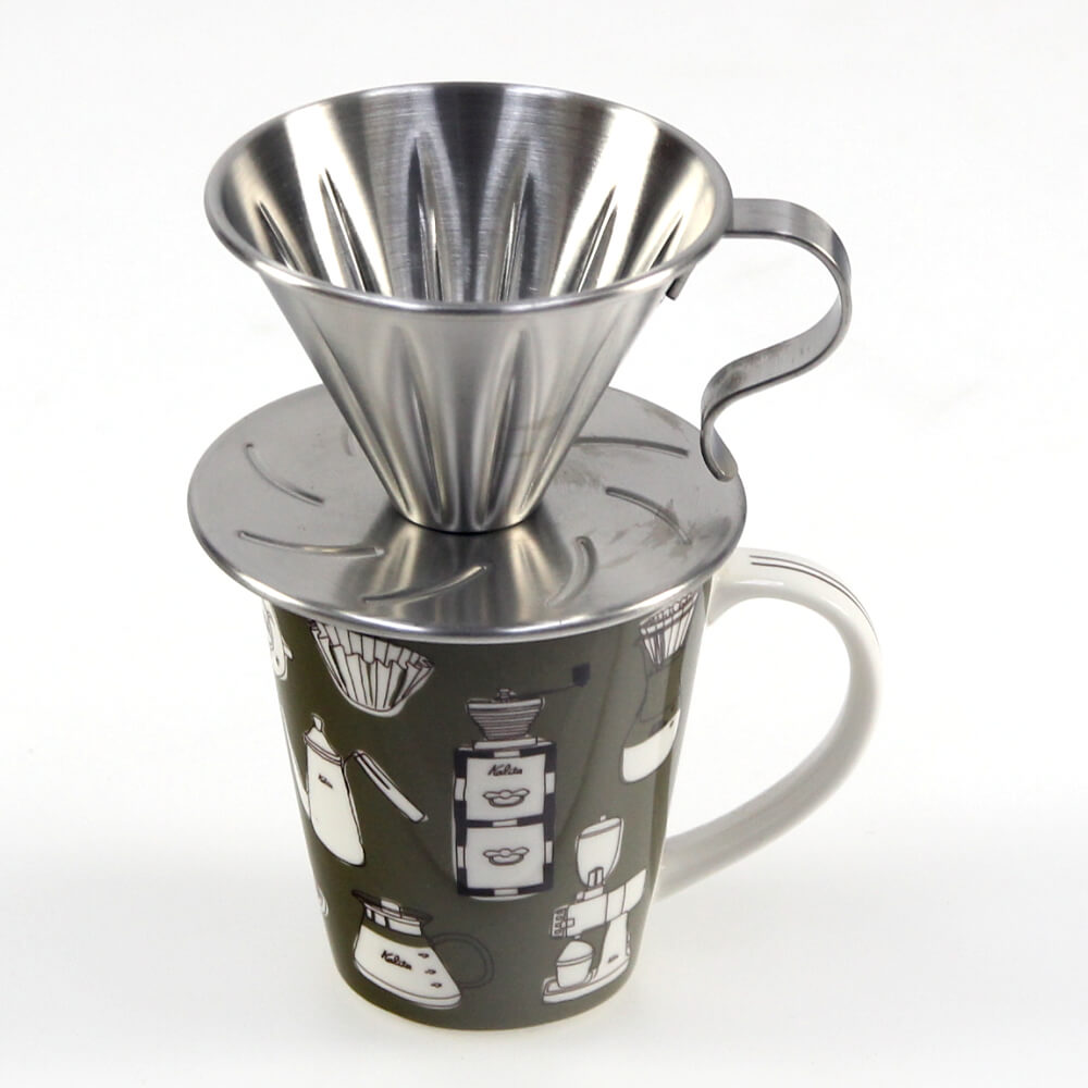 Kalita 馬克杯300ml-卡其 加 MILA不鏽鋼咖啡濾杯組合