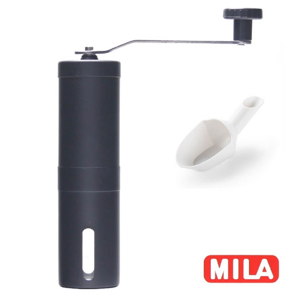 MILA 不鏽鋼手搖磨豆機(陶瓷磨芯)+CAFEDE KONA 咖啡豆匙(白)