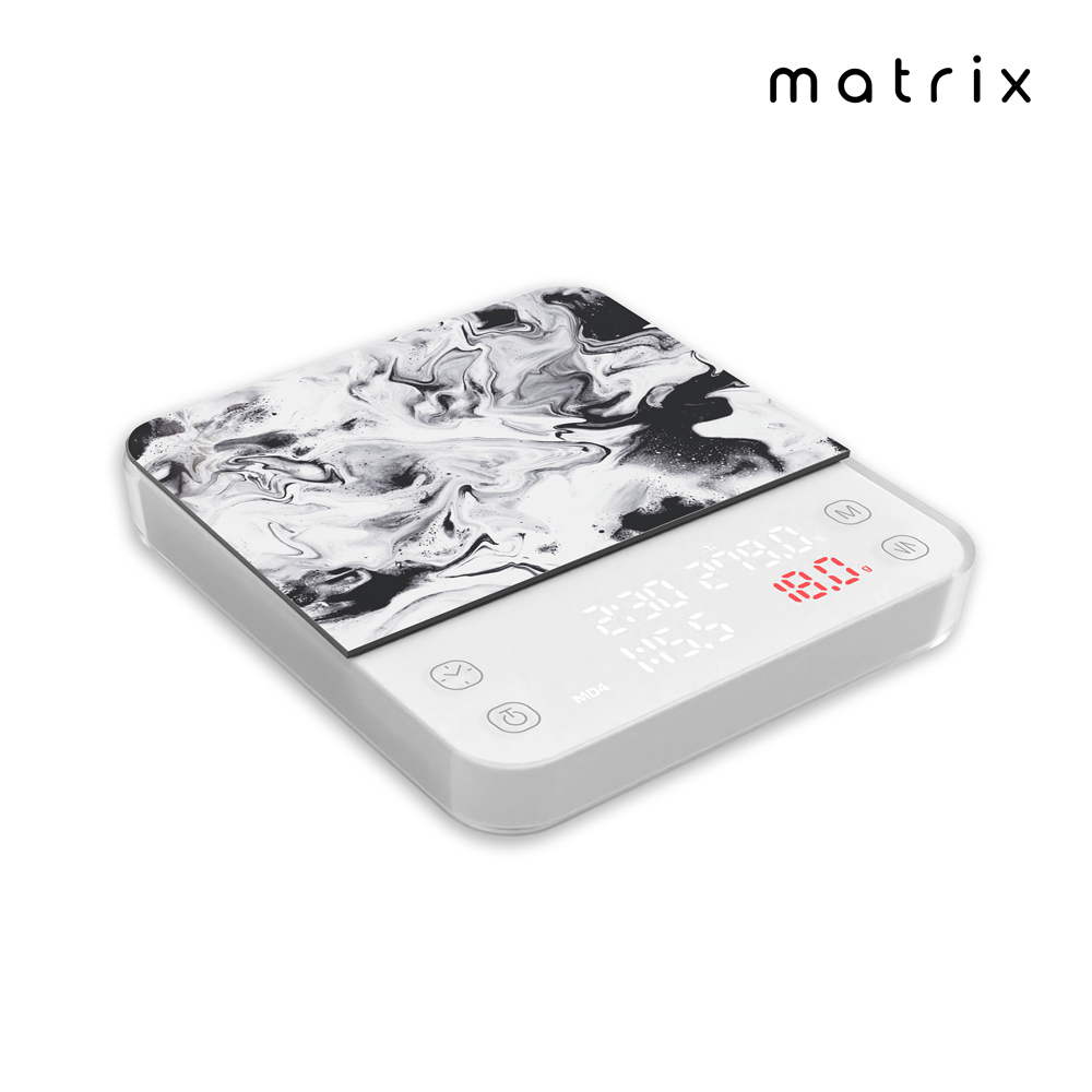 【Matrix】M1 PRO 小智 義式手沖LED觸控雙顯咖啡電子秤 - 白色 Type-C充電