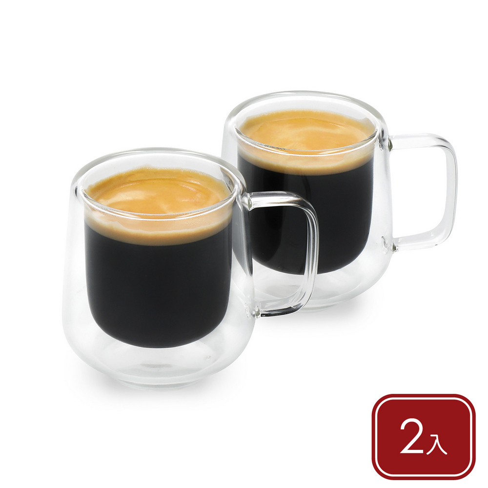 《La Cafetiere》Siena雙層玻璃濃縮咖啡馬克杯2入(100ml)