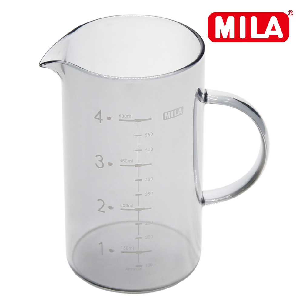 MILA 咖啡玻璃量杯650ml-透黑款兩入組