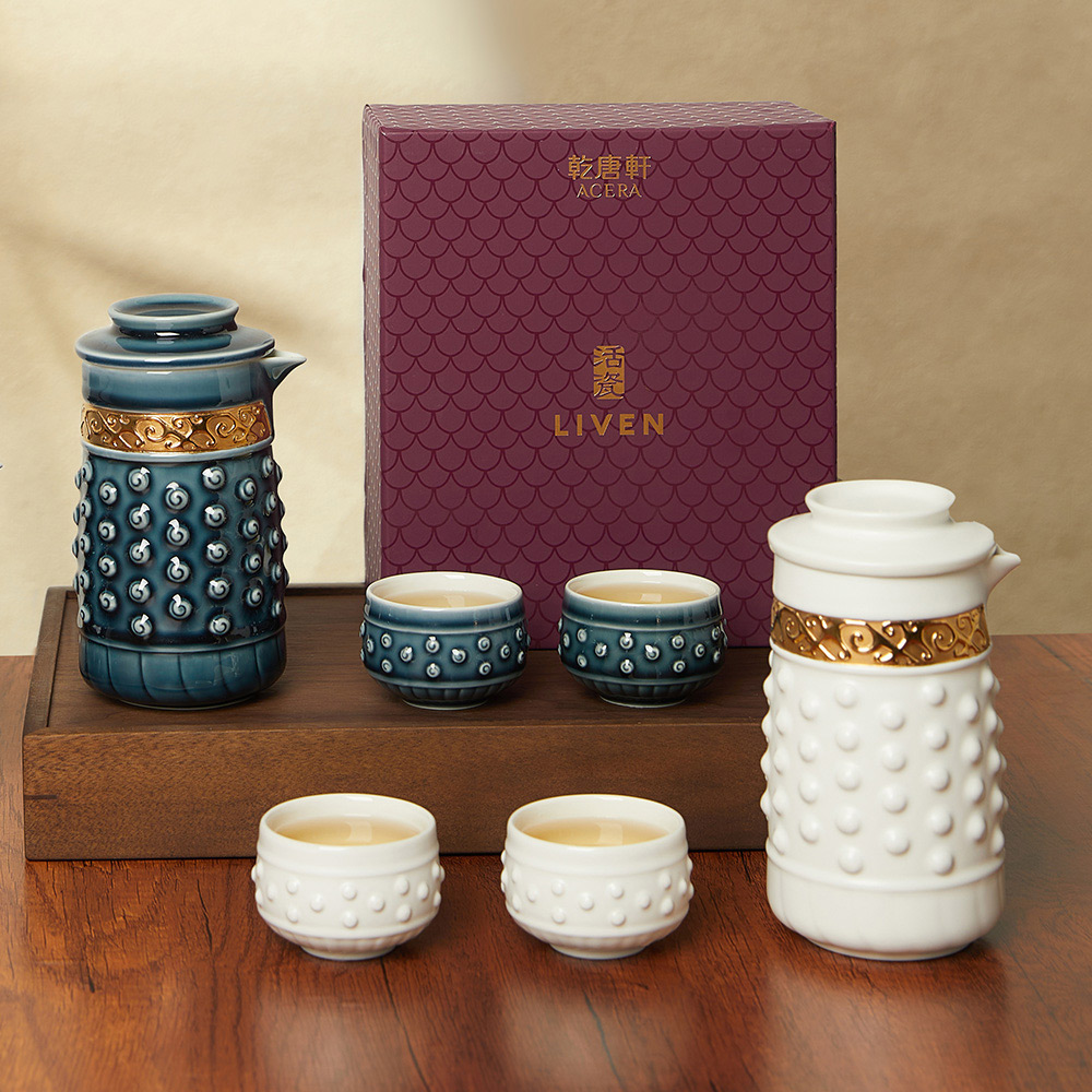 乾唐軒活瓷 | 乾坤泡茶器 / 一壺+二杯 / 鎏金 /2色