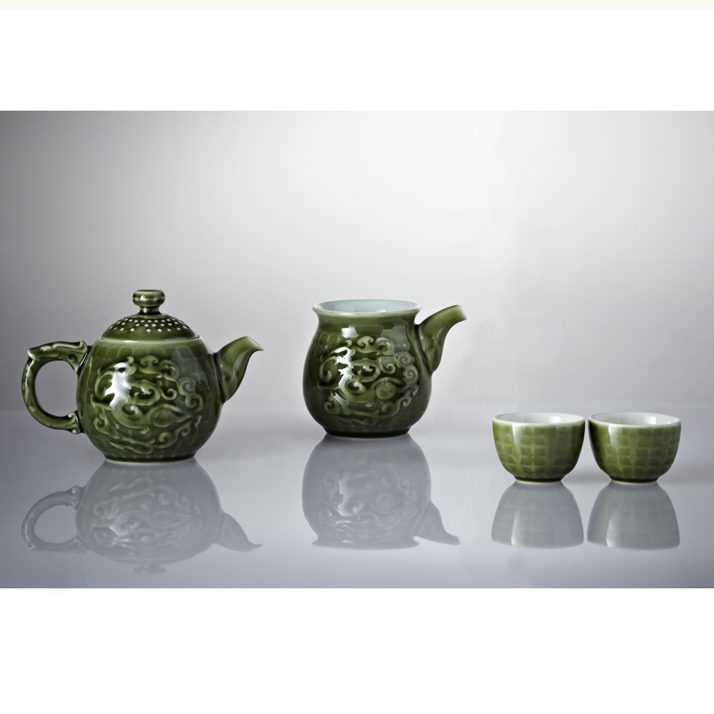 乾唐軒活瓷 | 勢在必得茶具組 / 綠釉 / 一壺+六杯+茶海