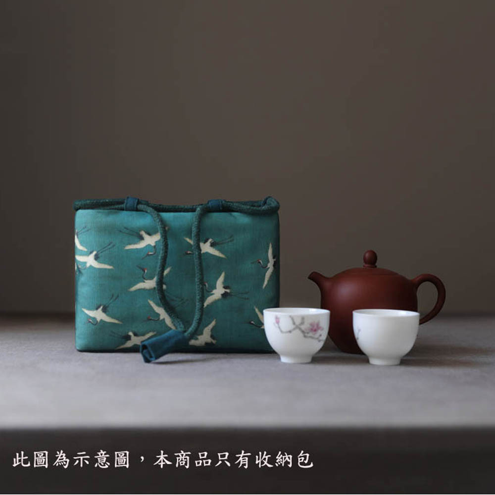 【原藝坊】復古風 加厚棉麻茶具收納包 布包大 (吉祥千鶴)