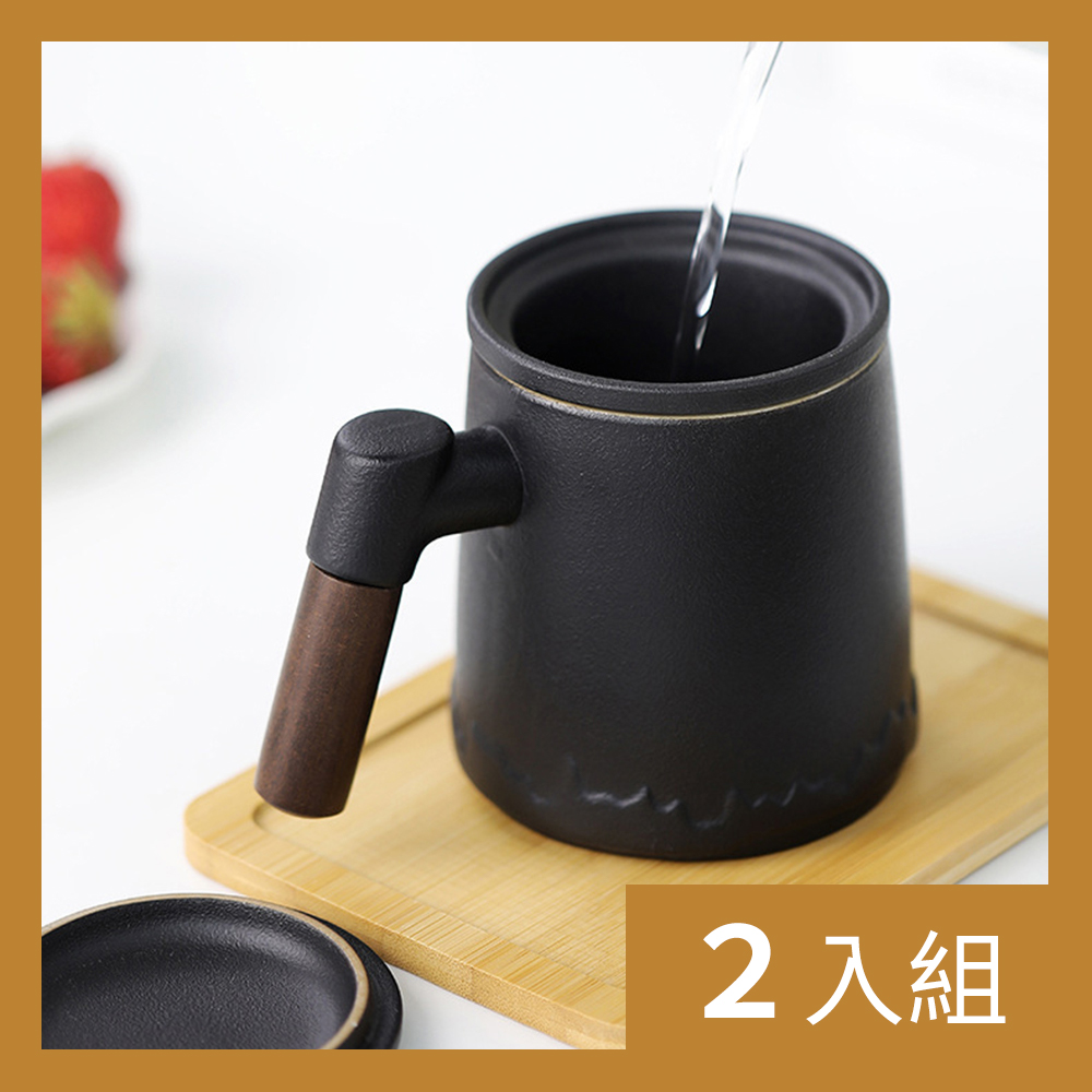 【CS22】日式靜謐陶瓷茶水分離泡茶杯禮盒組-2入