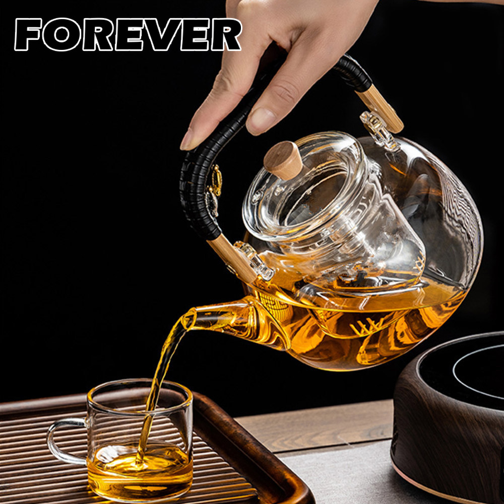 【日本FOREVER】編織提手高硼硅玻璃泡茶壺