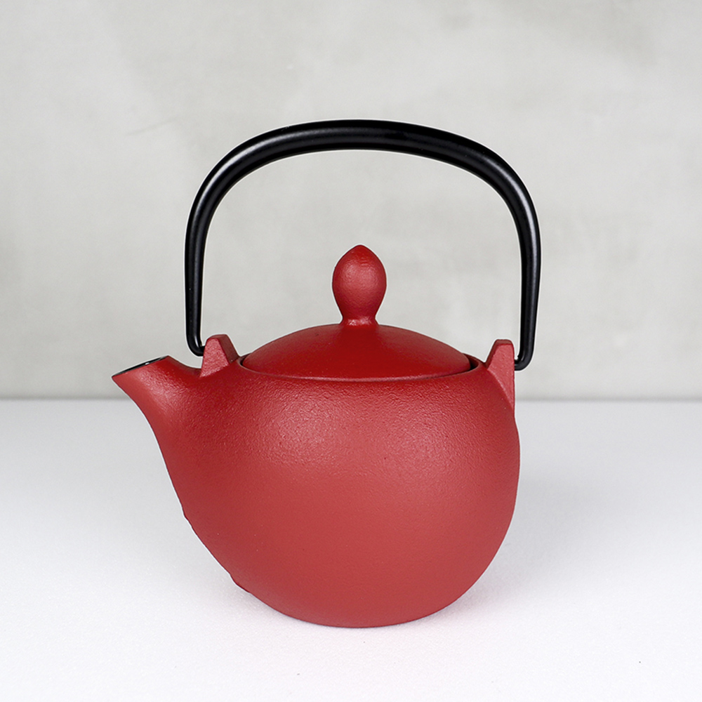 【福介商店】南部鐵器 日本鑄鐵茶壺 巖鑄 急須 慄型 彩壺0.3L 艷消赤茶