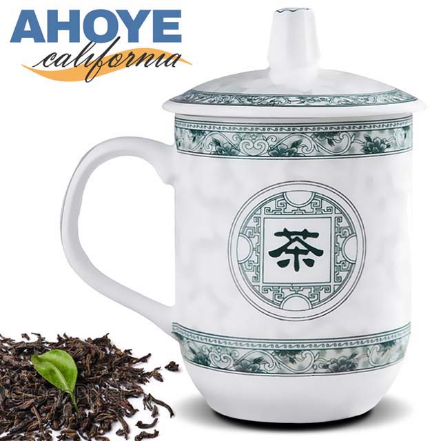 【Ahoye】景德鎮帶蓋陶瓷杯 茶杯