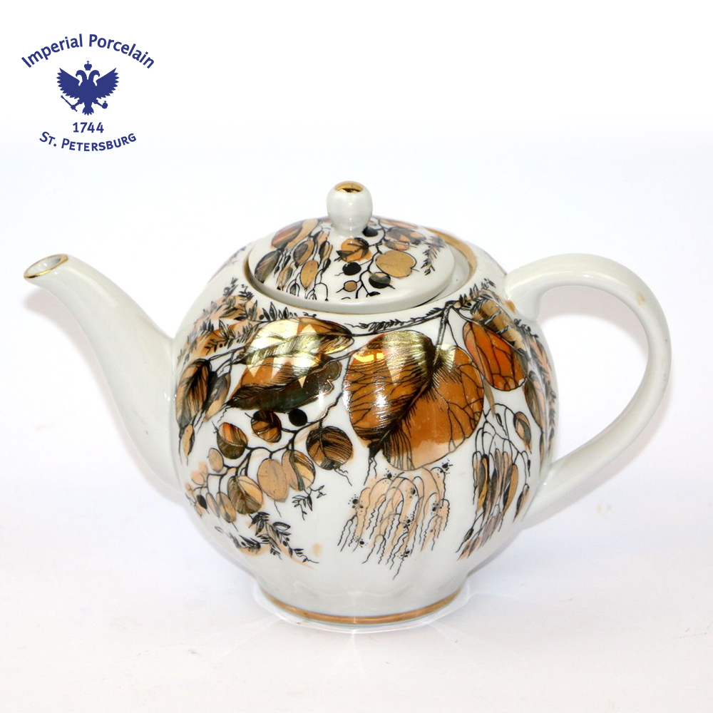 俄羅斯Imperial Porcelain-午茶系列-花園22K金手工-600ml茶壺(20盎司)