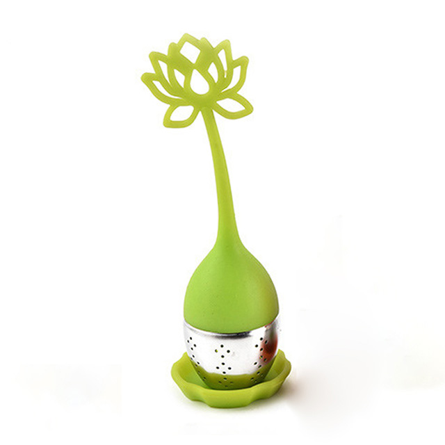 《Stylelife》蓮花造型矽膠不鏽鋼濾茶器-綠