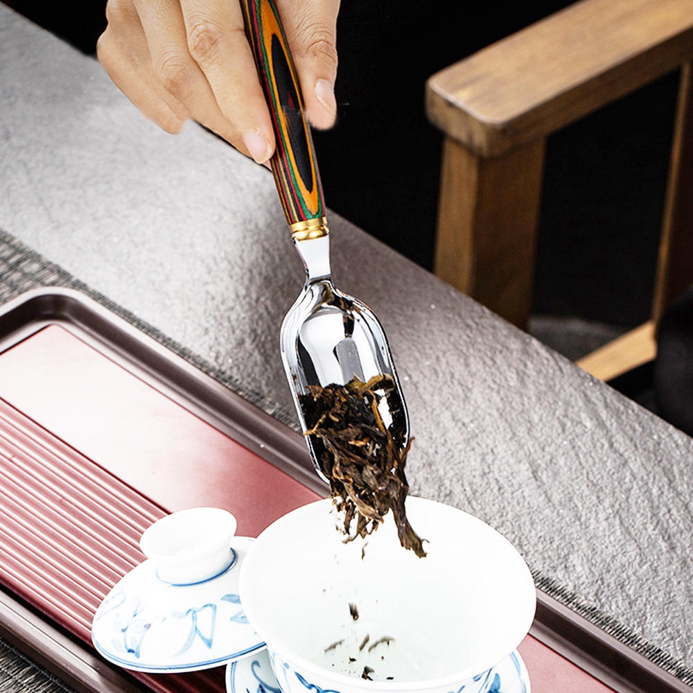 PUSH!品茗喝茶具不銹鋼茶勺茶則茶鏟茶葉勺子取茶葉匙茶具配件炫彩謎之眼茶勺T12-2