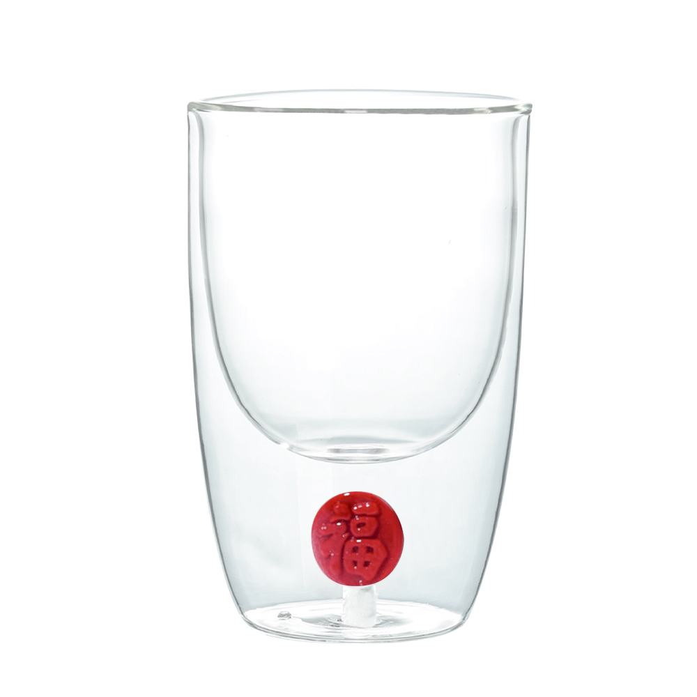 【ZACCA】福氣滿溢耐熱雙層玻璃杯( 咖啡杯 茶杯 耐熱玻璃杯 高硼矽玻璃杯 隔熱防燙杯 水杯 杯子)