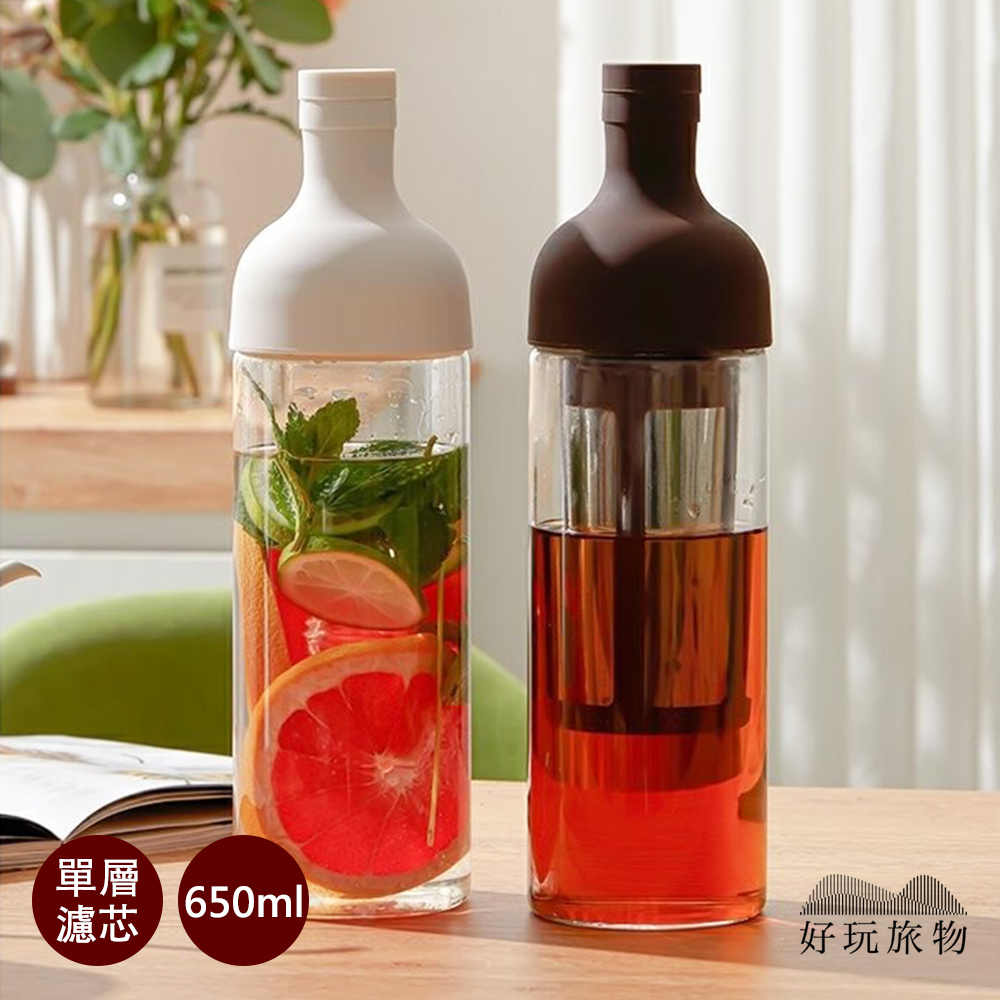 【好玩旅物】單層濾芯款 日系便攜式冷泡過濾玻璃冷淬咖啡壺