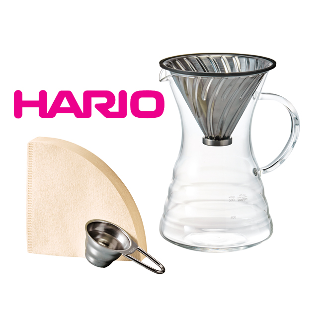【HARIO】V60白金金屬濾杯咖啡壺組