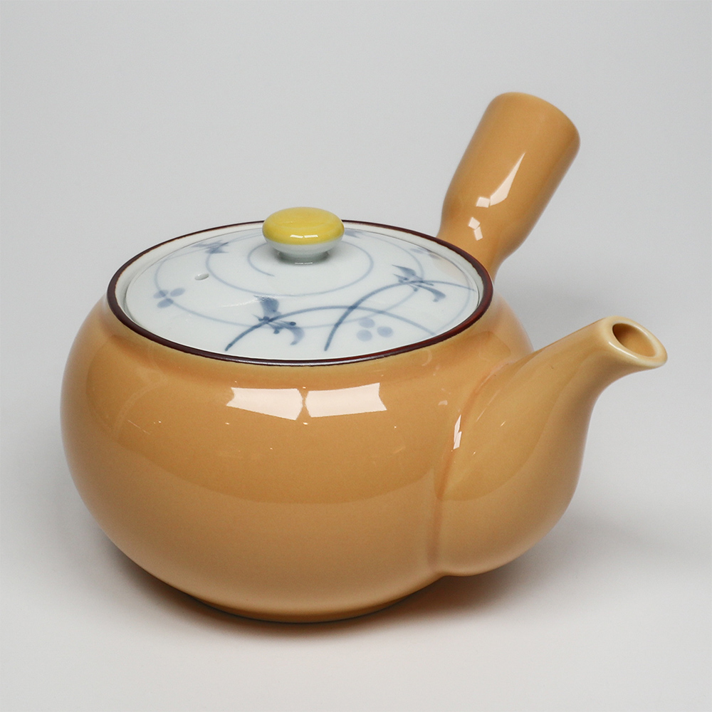 【福介商店】有田燒 黃釉草花 橫手急須0.45L