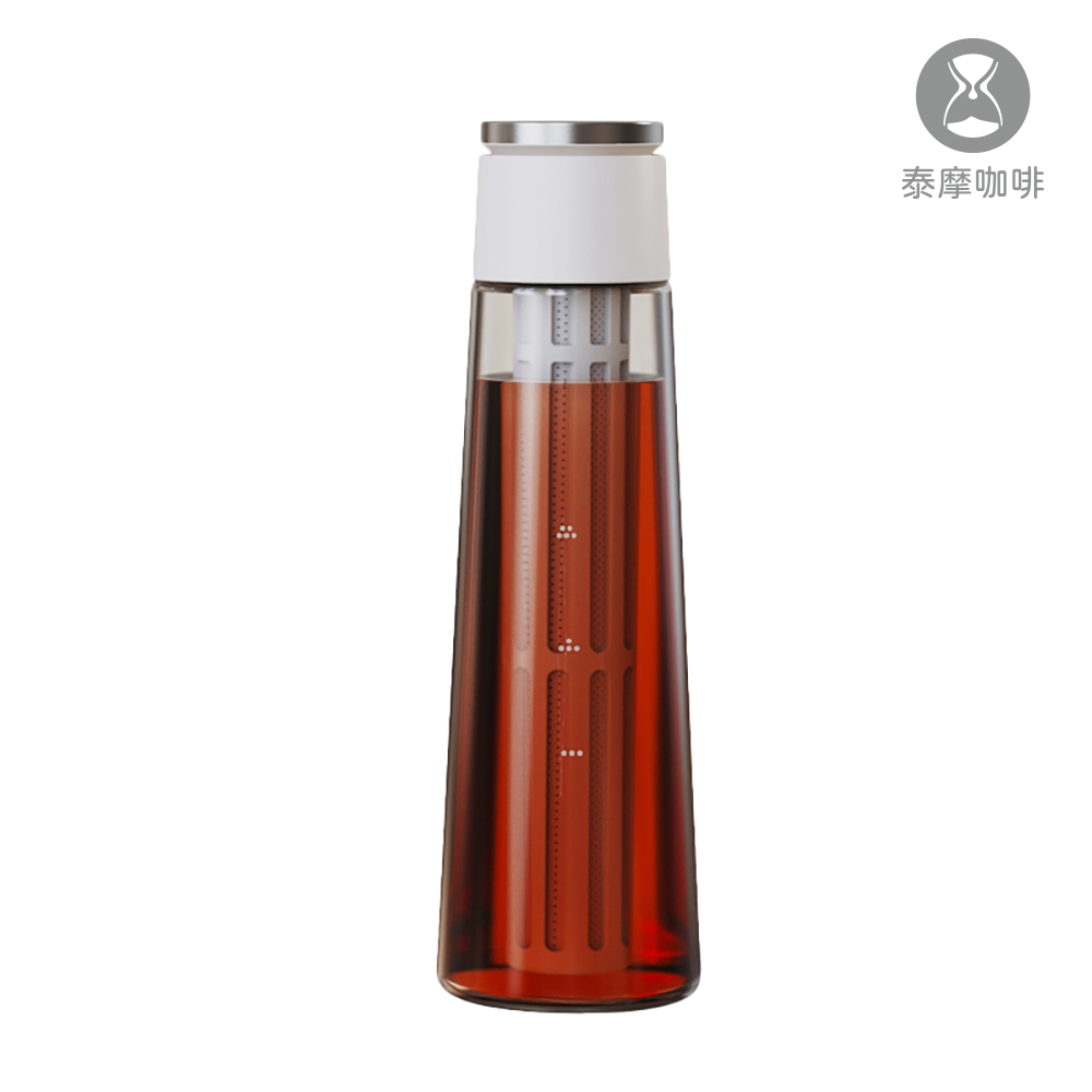 【TIMEMORE 泰摩】冷萃咖啡 冰錐冷泡瓶 600ml 白色(冷泡瓶 玻璃瓶 冷泡茶)