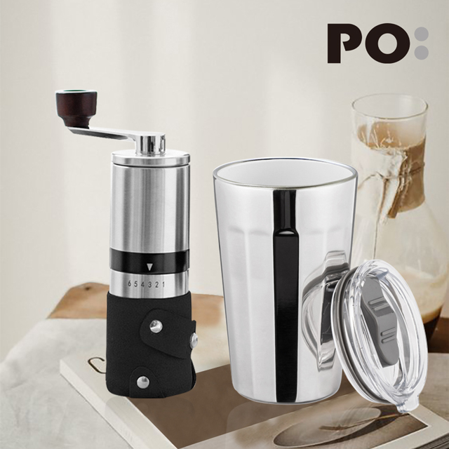 【PO:Selected】丹麥棱角保溫杯咖啡二件組(棱角保溫杯460ml-共3色/不鏽鋼磨芯咖啡磨2.0)