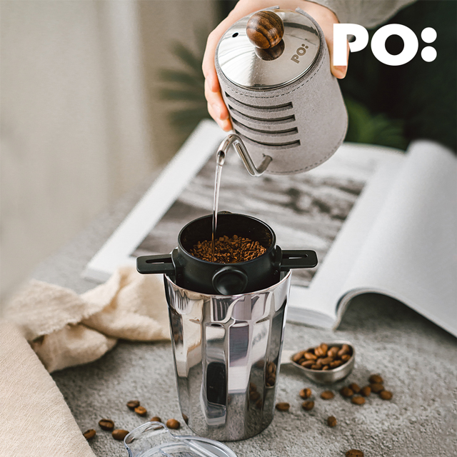 【PO:Selected】丹麥棱角保溫杯咖啡三件組(棱角保溫杯460ml-共3色/咖啡壺-灰/咖啡濾網)
