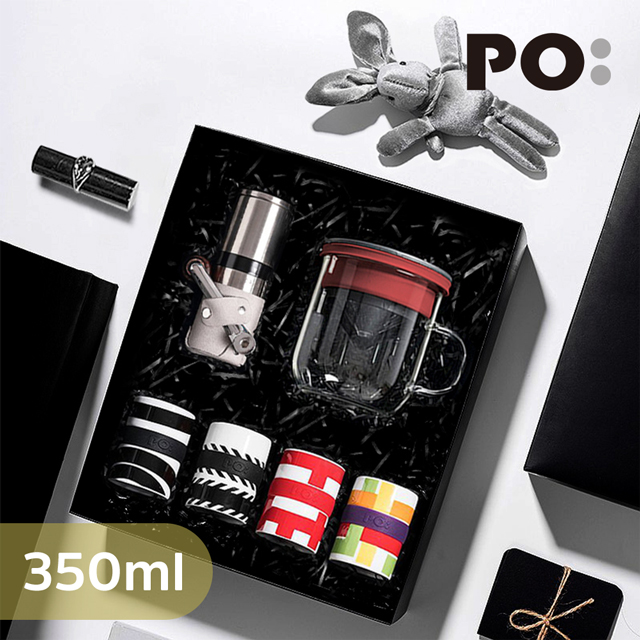 【PO:Selected】丹麥手沖咖啡三件禮盒組(玻璃杯350ml-共4色/咖啡磨2.0/濃縮咖啡四件組)