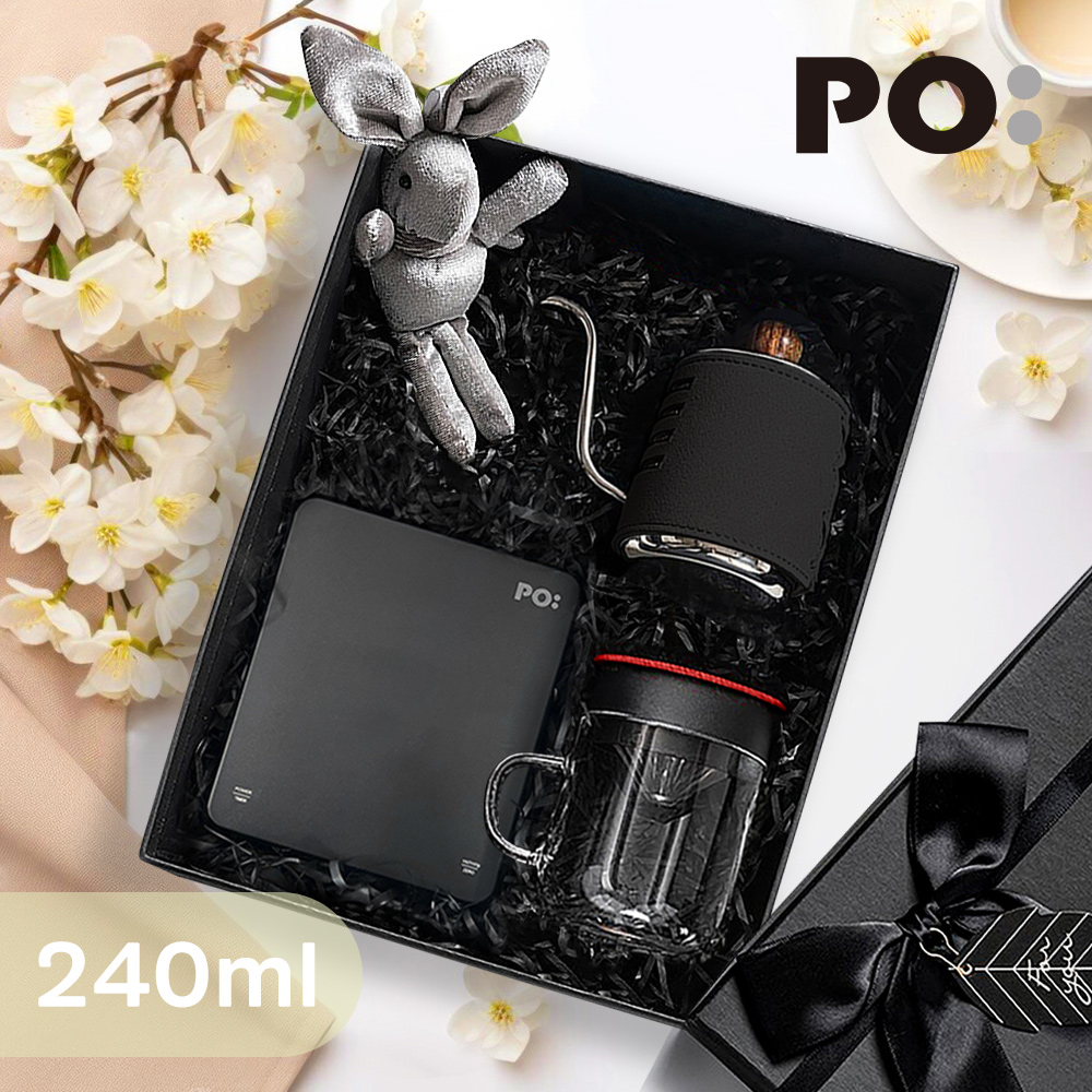 【PO:Selected】丹麥手沖咖啡三件禮盒組(電子秤/手沖壺-共2色/玻璃杯240ml-共4色)