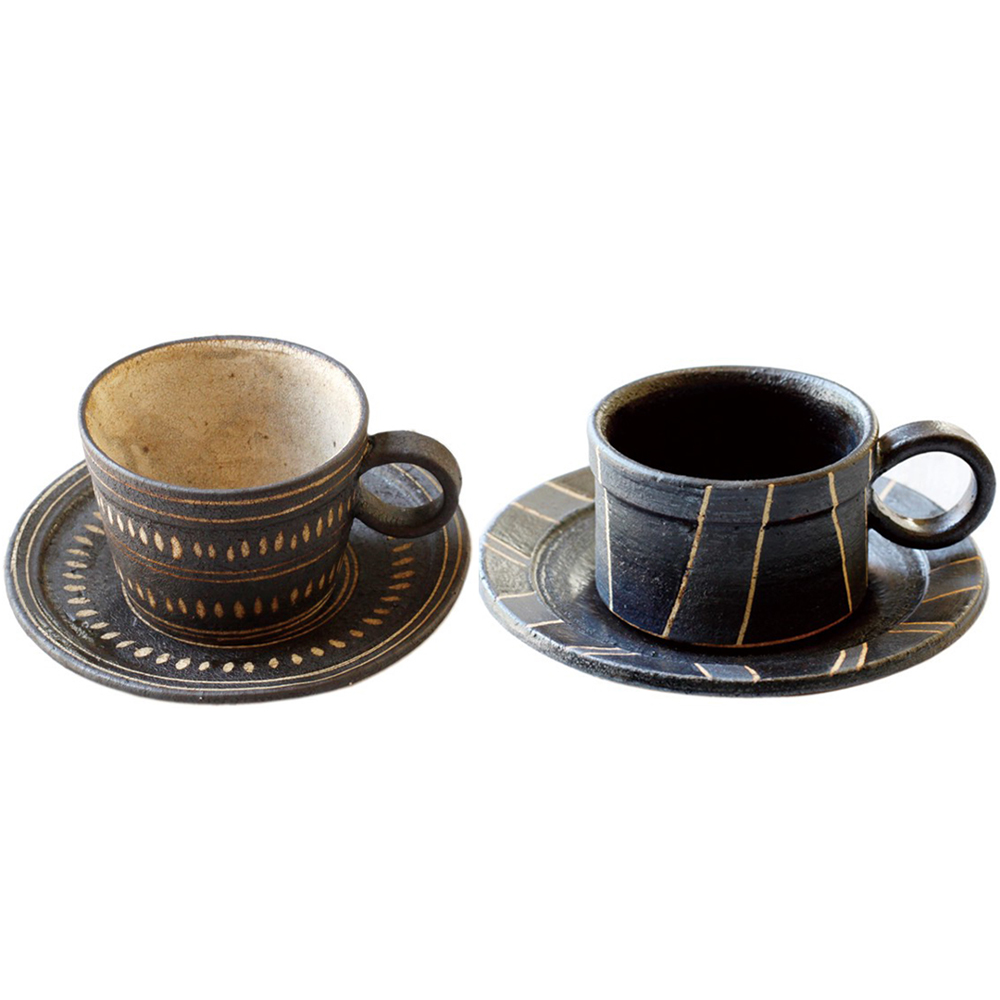 【美濃燒】日本製 六魯 根古芽/兵式2號 陶瓷咖啡杯碟組 160ml/75ml(兩款任選)