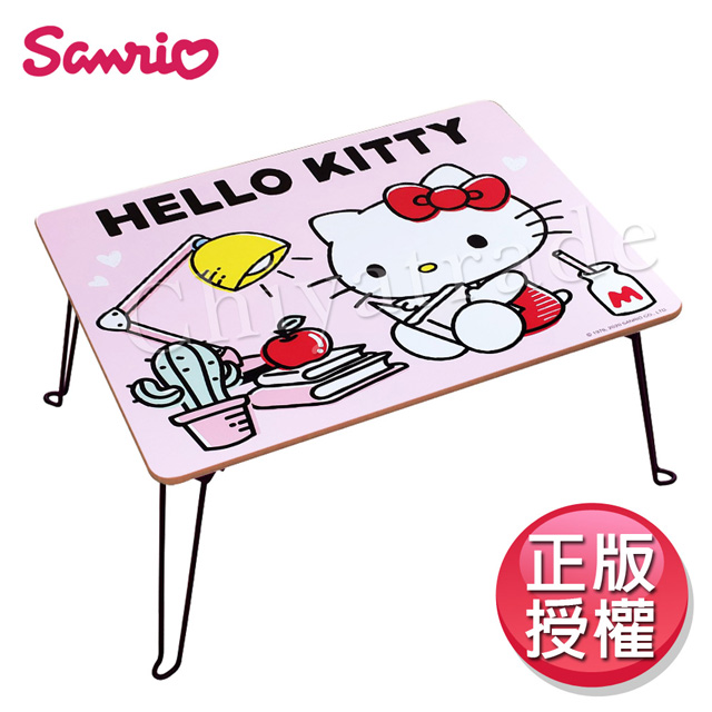 【HELLO KITTY】台灣製 凱蒂貓 粉色 認真上進 摺疊桌 四方桌 和室桌 兒童桌60x48x30cm