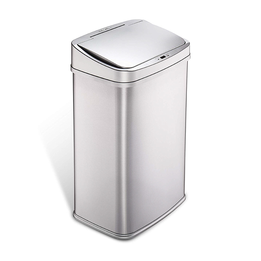 美國NINESTARS 時尚不銹鋼感應垃圾桶50L(廚衛系列)金屬銀