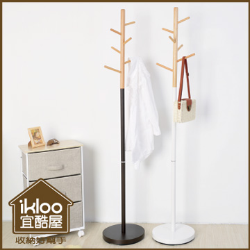 【ikloo】無印風優雅衣帽架(白)