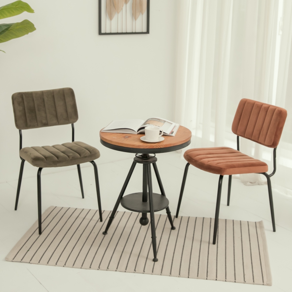 【YU Living】工業復古絨布單人休閒椅 單人椅 餐椅(高82cm/2色)