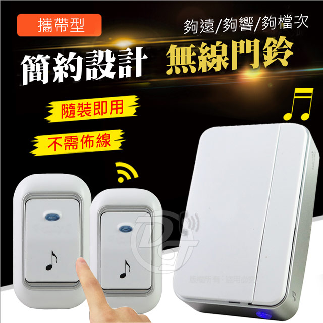 一對二 電池式攜帶型無線數位緊急看護門鈴 B032B