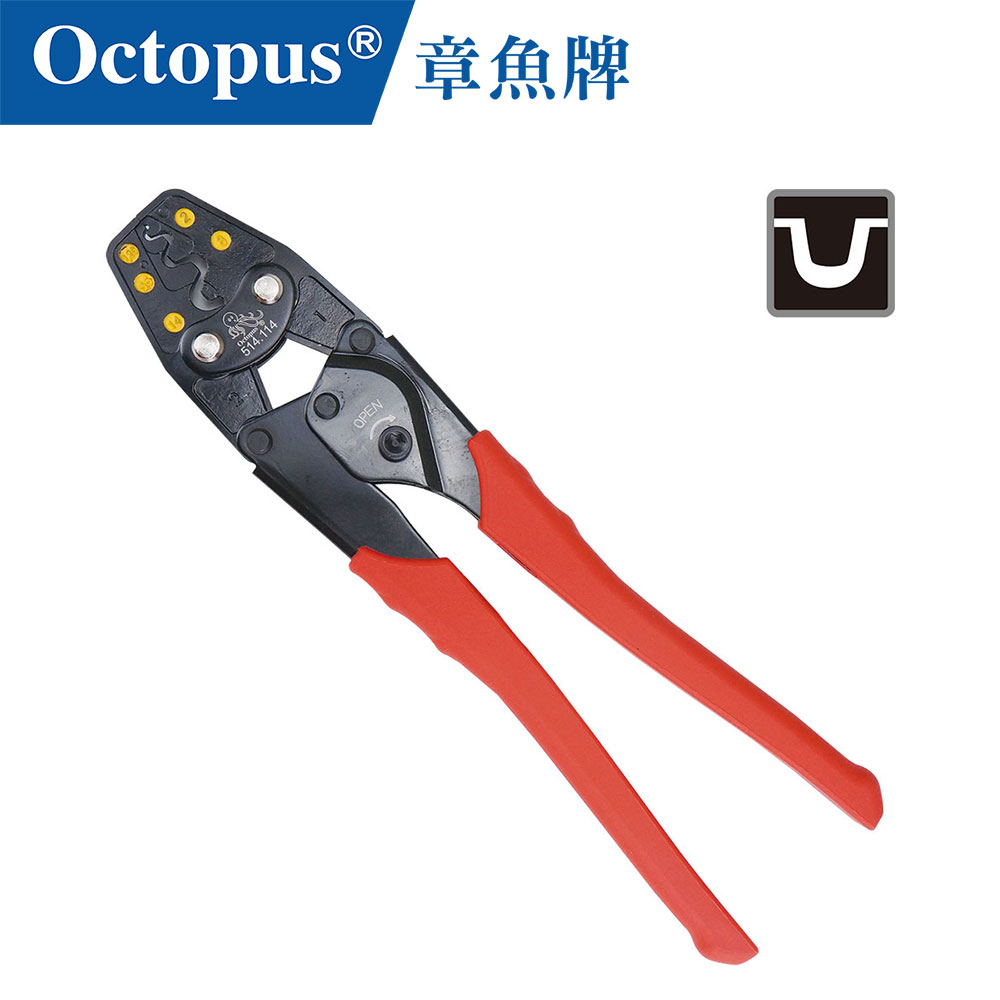 【Octopus章魚牌】棘輪Y.O裸端子壓著鉗1.25-14m㎡ Octopus