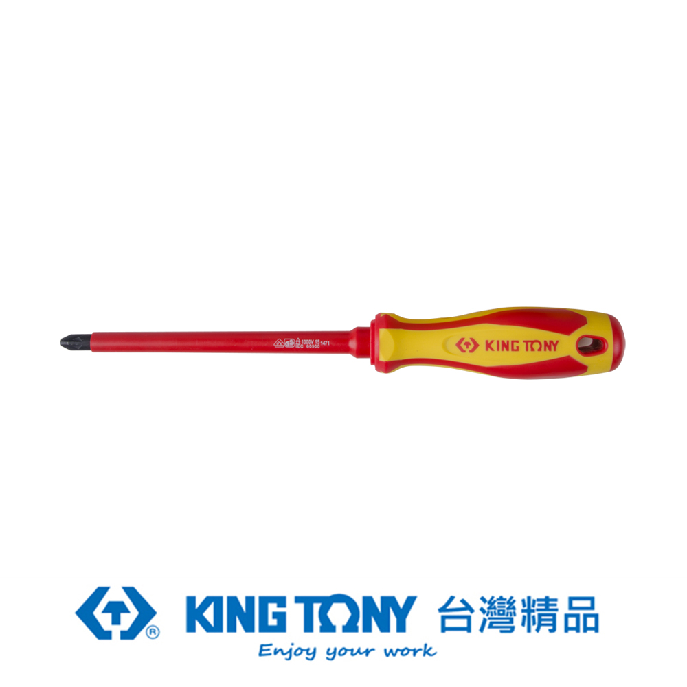 KING TONY 專業級工具 十字耐電壓起子 #1x4.0(mm)x100(mm) KT14710104