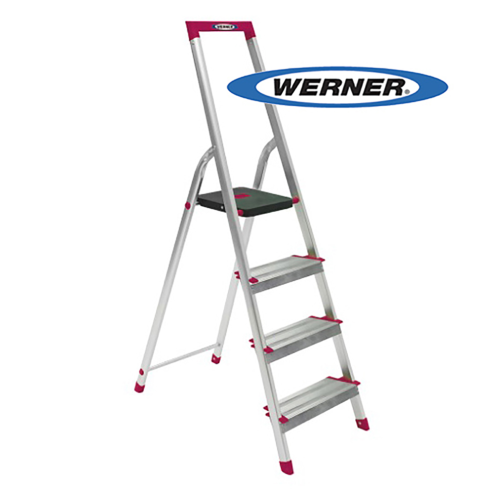 美國Werner穩耐安全鋁梯-L234R-5 鋁合金大平台4階家用梯/A字梯鋁梯