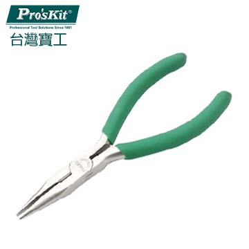 【ProsKit 寶工】防滑綠柄鈦金有牙尖嘴鉗 1PK-036S