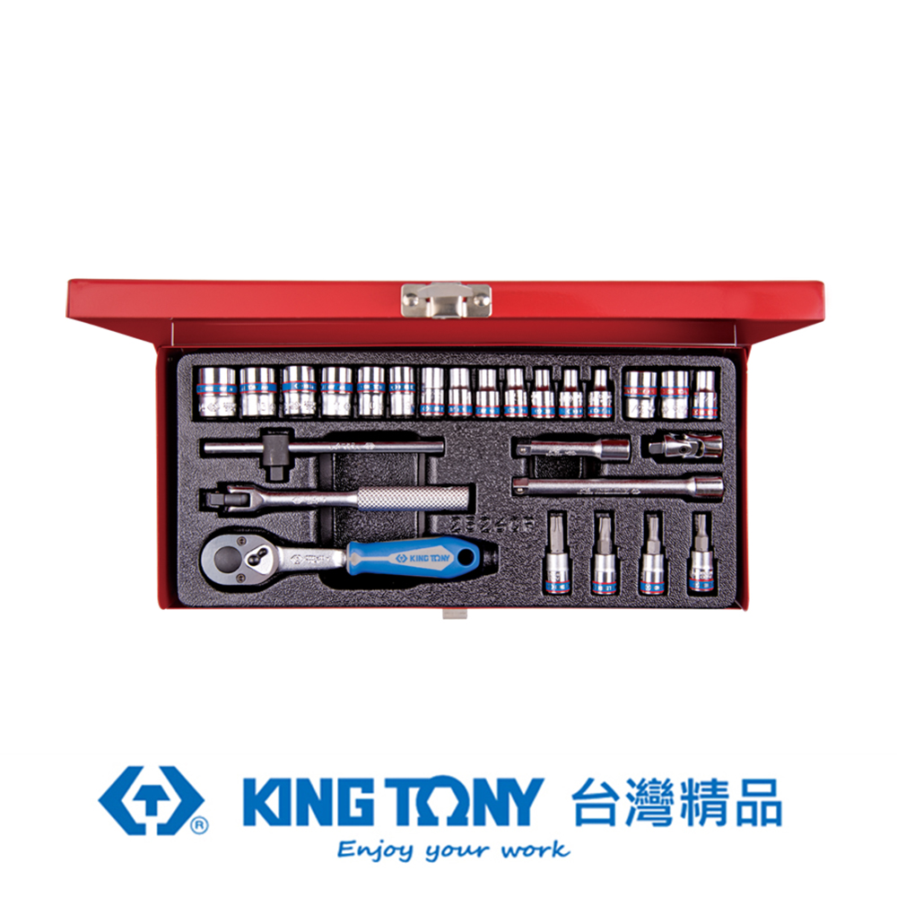 KING TONY 專業級工具 1/4x26件6角套筒板手組 KT2526CR