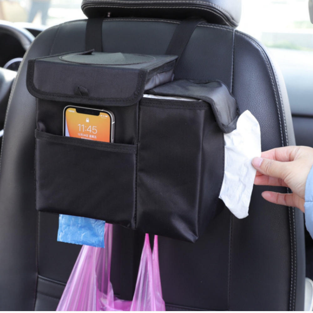 May Shop 【1111083037】新款車用多功能垃圾桶汽車懸掛式可折疊防水儲物收納桶車用置物袋