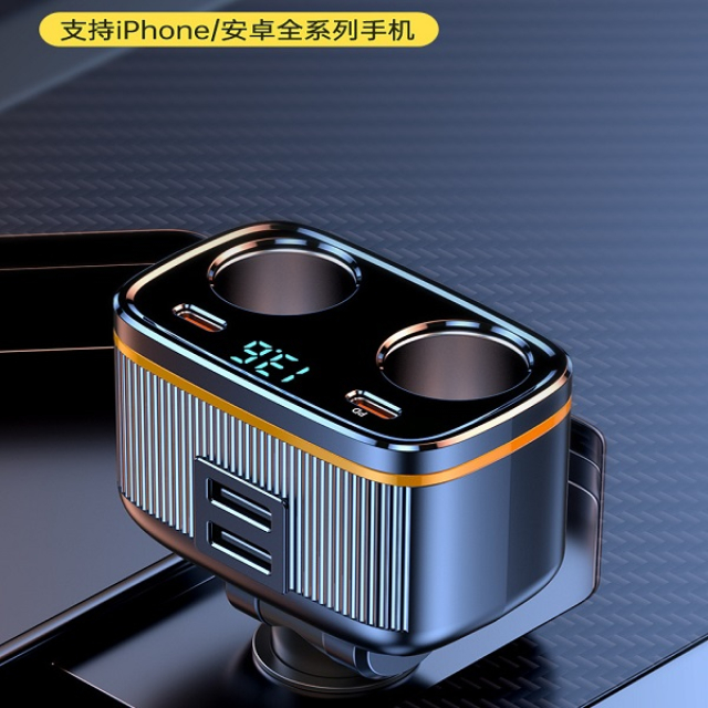 新款獨立開關雙核雙USB一分三點煙器擴充孔
