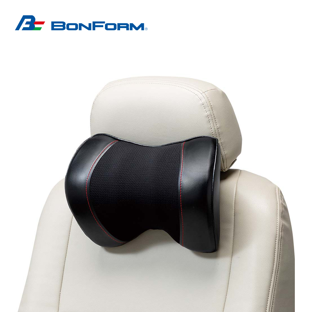 日本BONFORM 超彈力柔韌皮革雙拼記憶棉頸枕 B5725-15BK