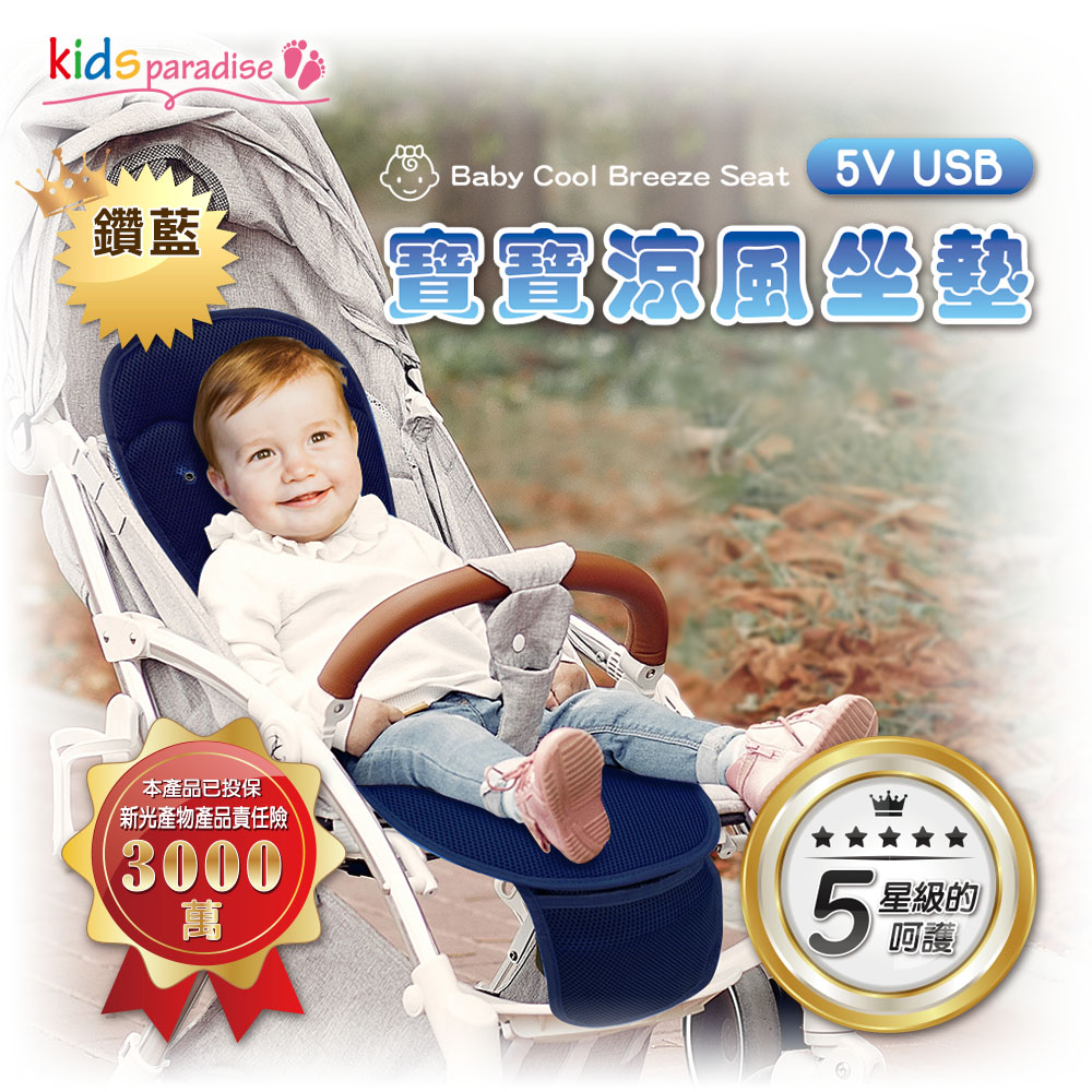 【KIDSparadise】USB-5V寶寶樂鑽藍嬰童涼風坐墊