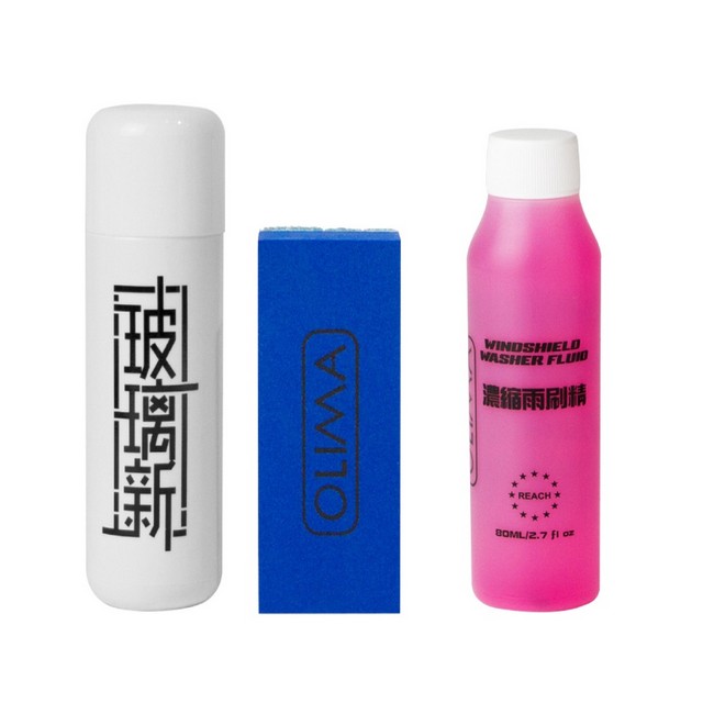 【OLIMA】 玻璃鍍膜 180g/瓶 單入 + 高濃縮雨刷精 80ml/瓶 2入 組合